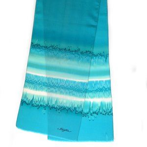 Kriska Silk Scarf Hand Painted in the USA Aqua Blue